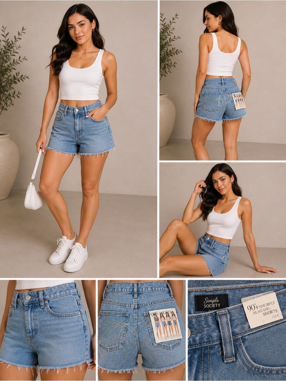 Simple Society 90’s Butterfly Bling Rhinestone Denim Shorts Size 0/24